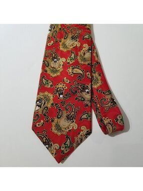 Looney Tunes Necktie Taz Paisley Design Tie 1994 Warner Bros. Vintage